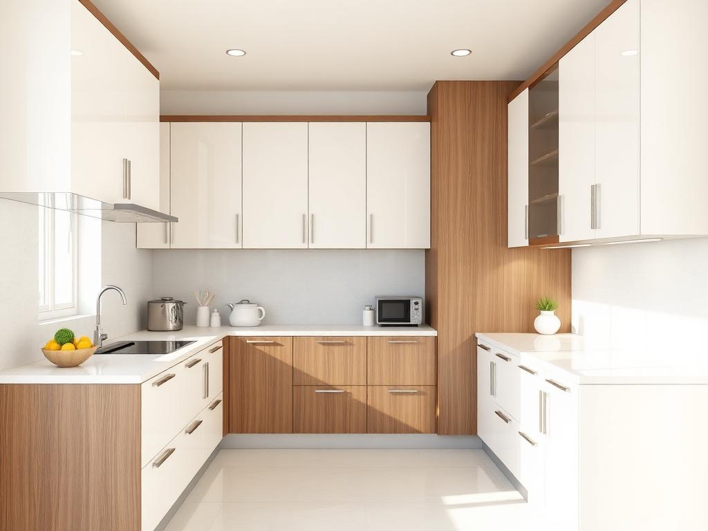 Renovated modular kitchen with quartz counter